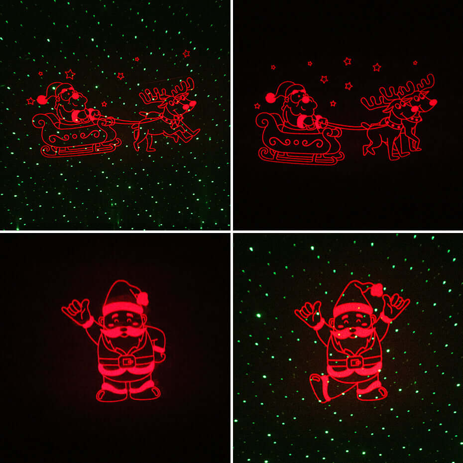 Christmas laser light projector creating a colorful festive holiday light display