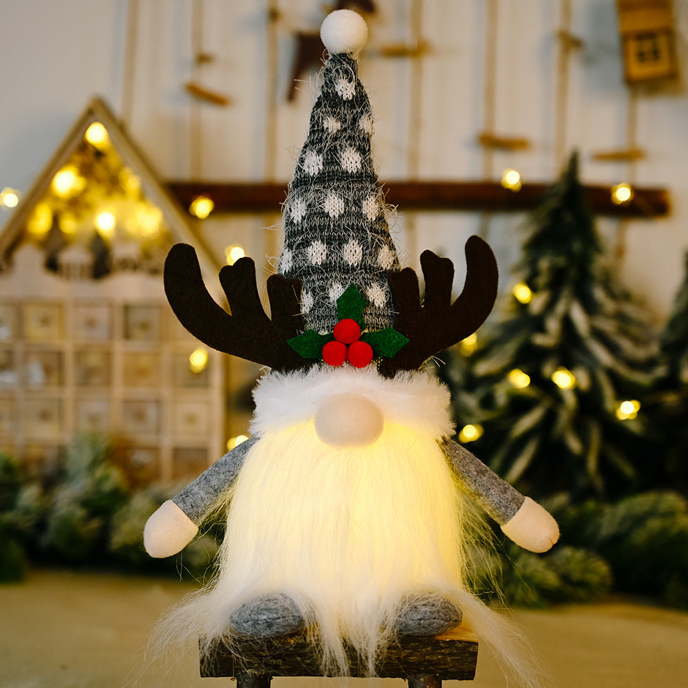 Christmas Antlers Clover With Light Faceless Doll
