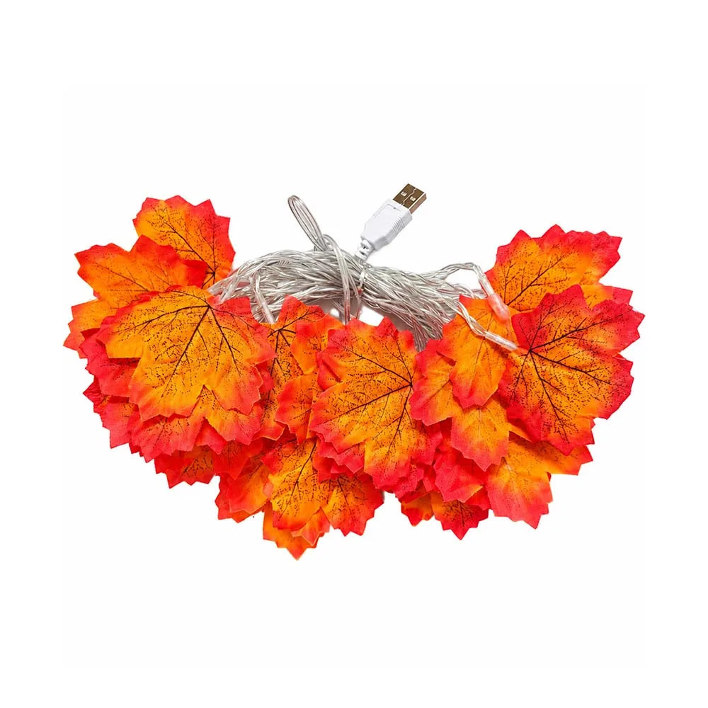 Halloween LED Lights String Artificial Maple Leaf Lantern Garland