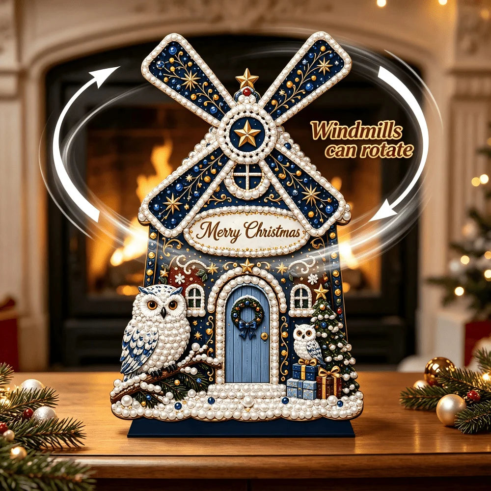 Christmas Rotating Windmill House Table Decor