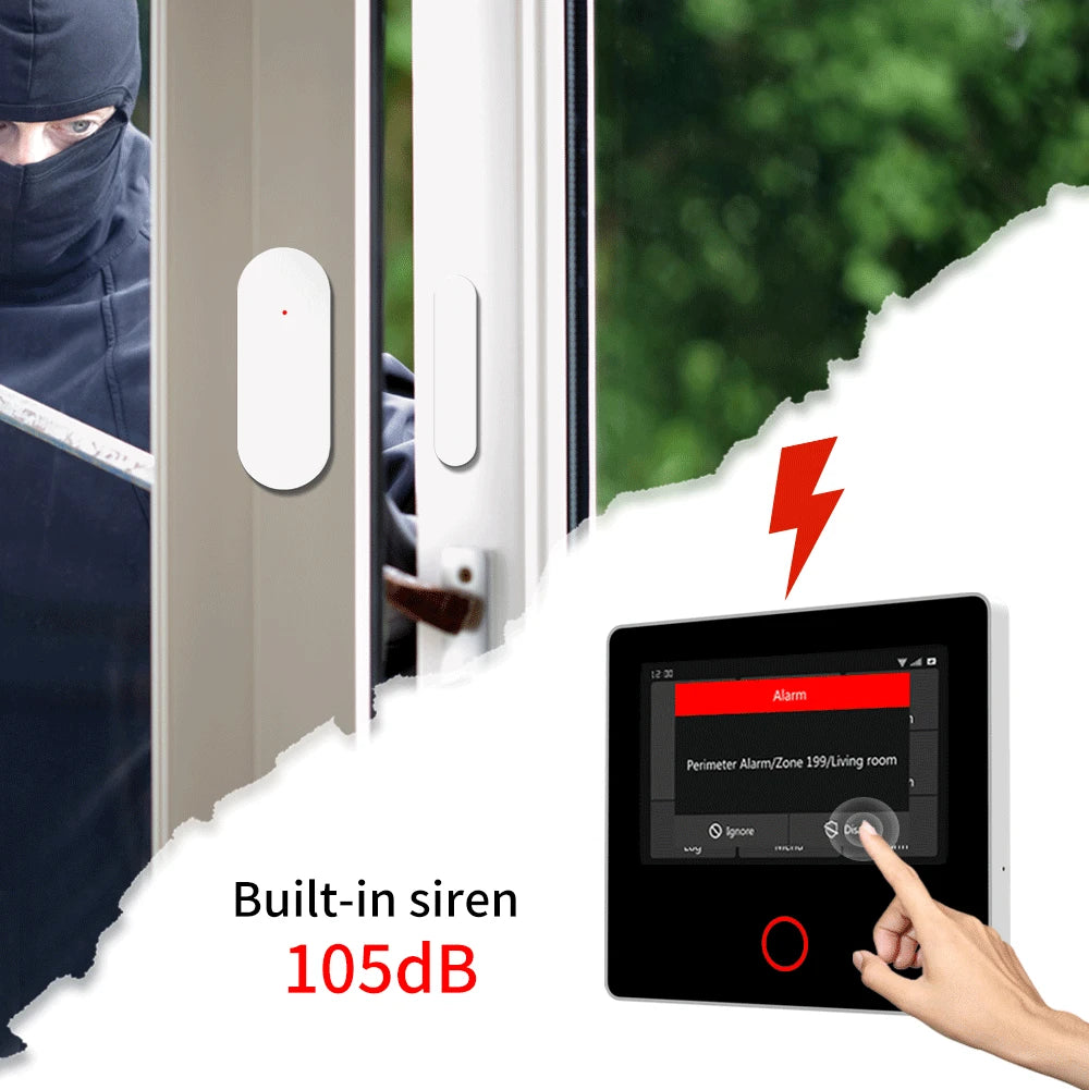 Wireless Home Alarm System Tuya Smart 4.3" Touch Screen