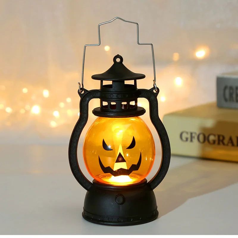Halloween Hanging Pumpkin Lantern Light Ghost Lamp Candle