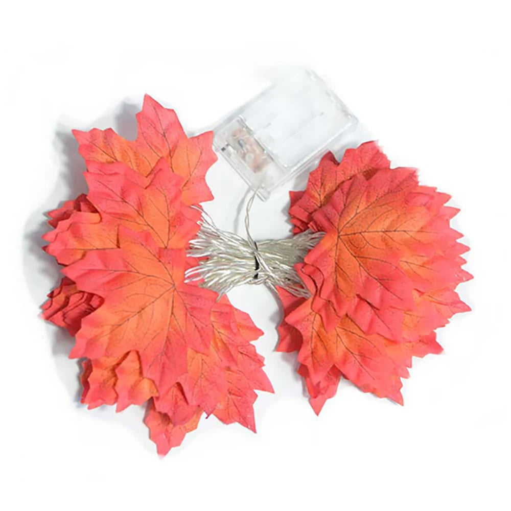 Halloween LED Lights String Artificial Maple Leaf Lantern Garland