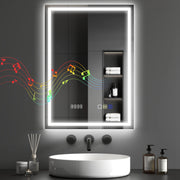 500 X 700 Mm Bathroom Mirror with Bluetooth Clock Lights Demister Pad