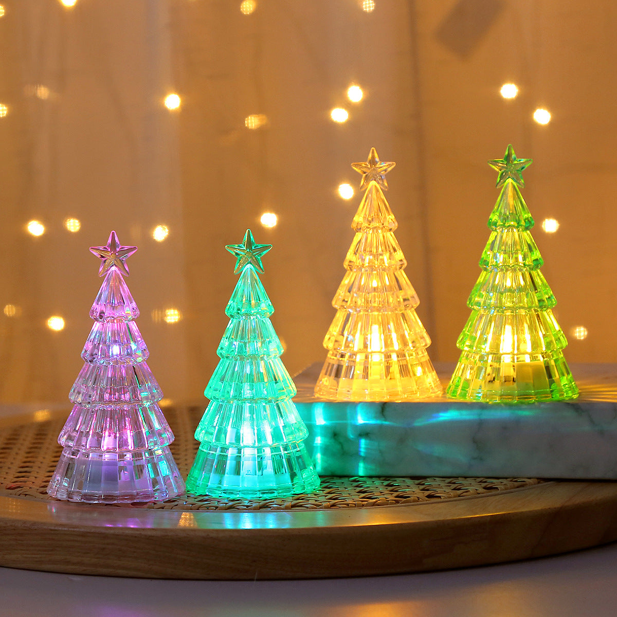 Light-emitting Christmas Tree Crystal Small Night Lamp