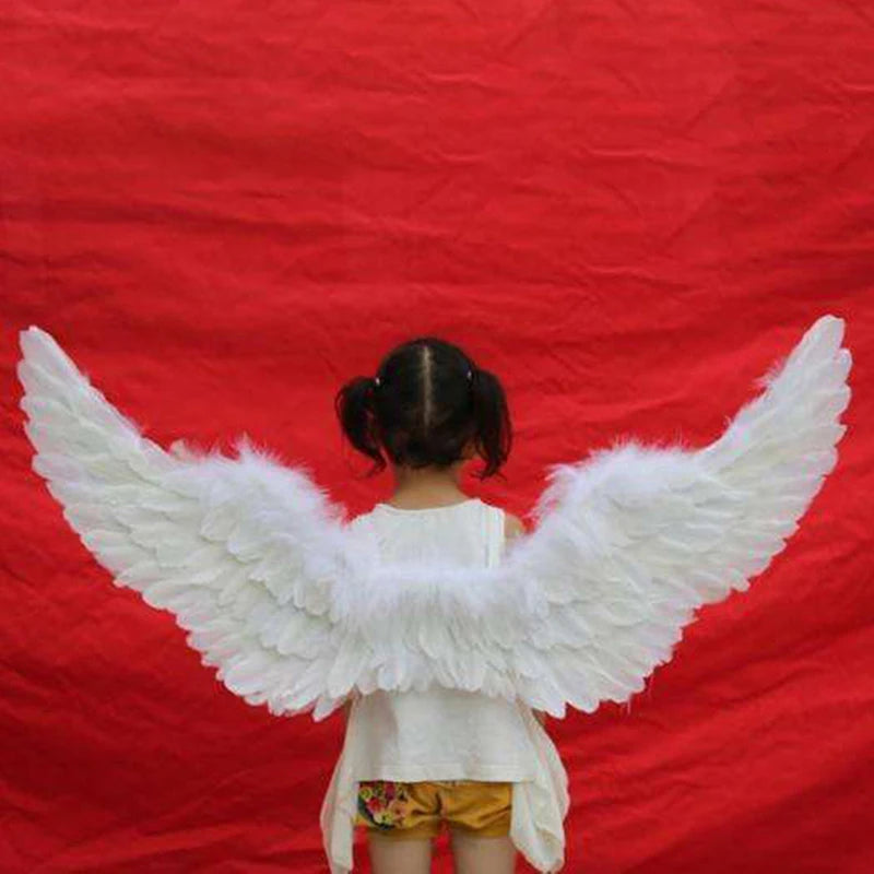 Kids Adult Party Swallow White Angel Feather Wings