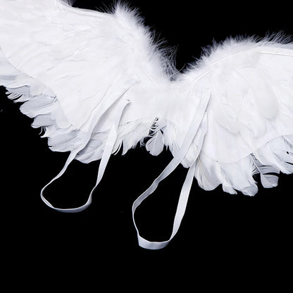 Kids Adult Party Swallow White Angel Feather Wings