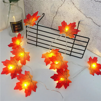  Halloween LED Lights String Artificial Maple Leaf Lantern 