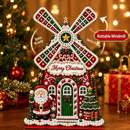 Christmas Rotating Windmill House Table Decor 