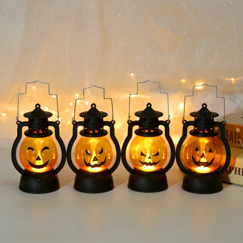 Halloween Hanging Pumpkin Lantern Light Ghost Lamp Candle 