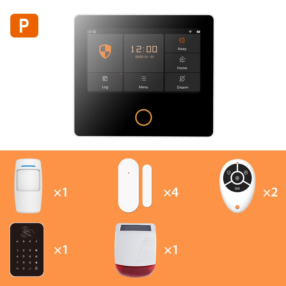  Wireless Home Alarm System Tuya Smart 4.3" Touch Screen 