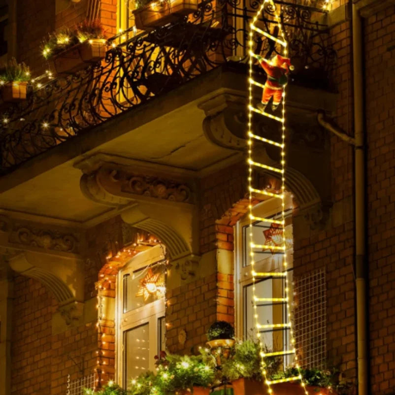  Christmas Decoration LED Santa Claus Climbing Ladder Light