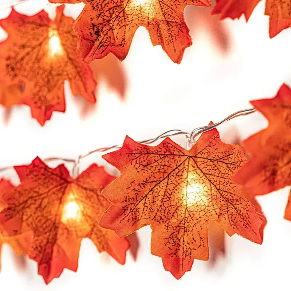  Halloween LED Lights String Artificial Maple Leaf Lantern 