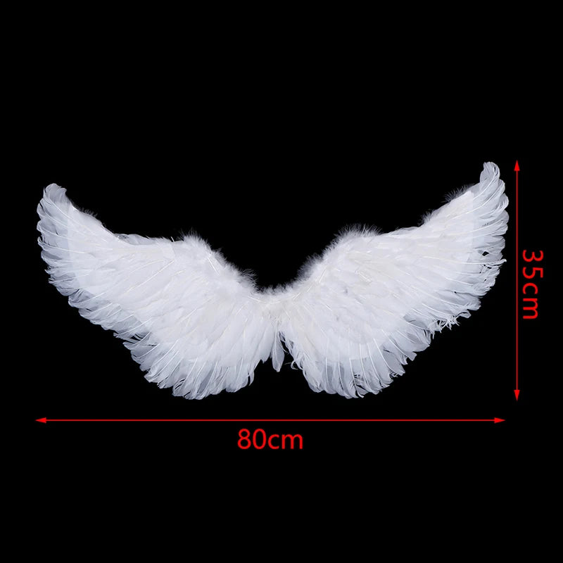 Kids Adult Party Swallow White Angel Feather Wings