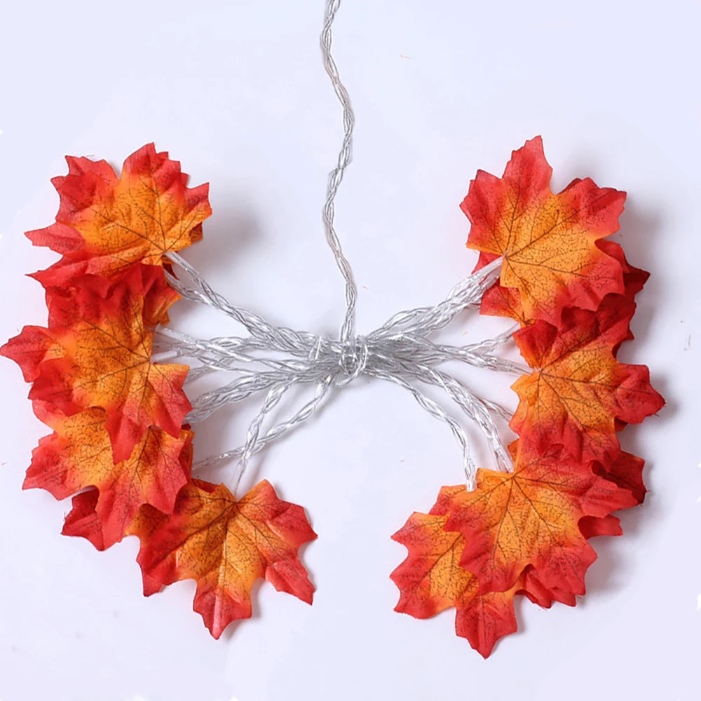  Halloween LED Lights String Artificial Maple Leaf Lantern 
