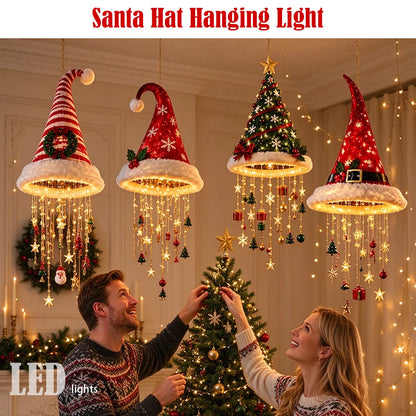 LED Santa Hat Hanging Light Christmas Pendant Lamp 
