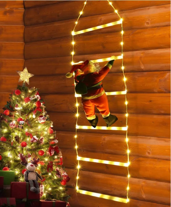  Christmas Decoration LED Santa Claus Climbing Ladder Light