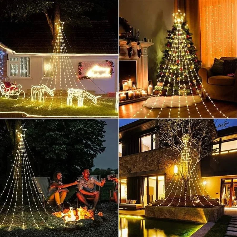 LED Stars Waterfall String Lights for Party Wedding  Decor