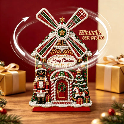 Christmas Rotating Windmill House Table Decor 