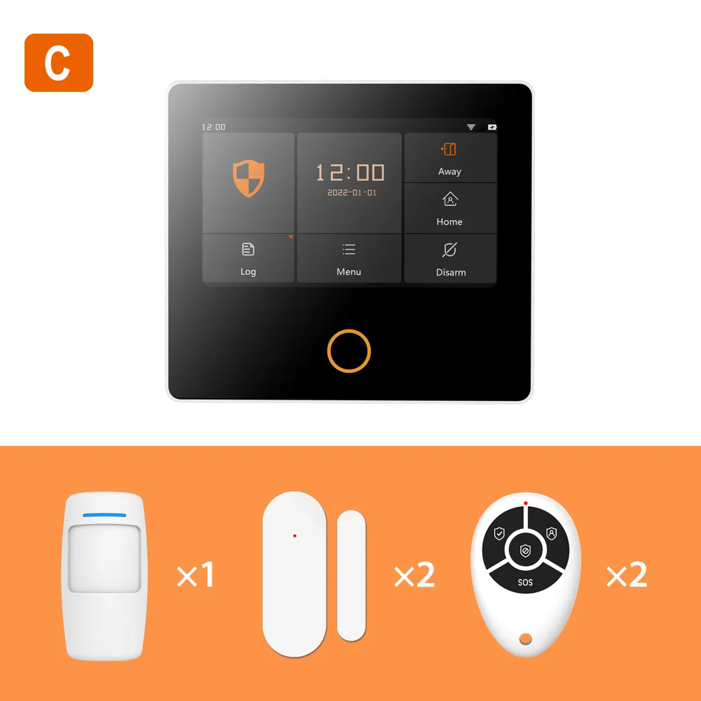  Wireless Home Alarm System Tuya Smart 4.3" Touch Screen 