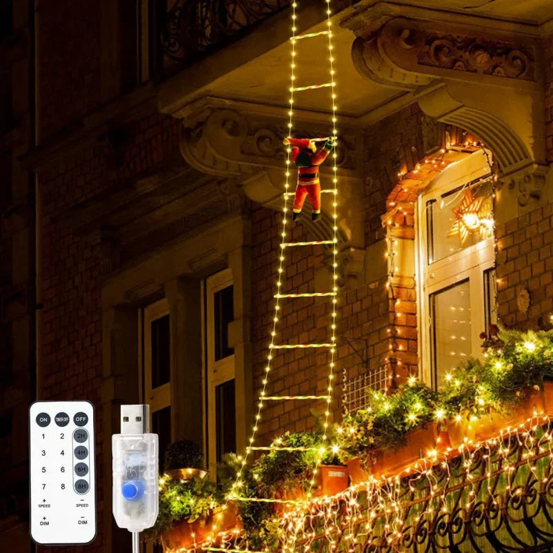  Christmas Decoration LED Santa Claus Climbing Ladder Light