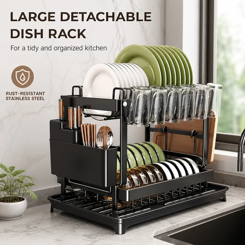 Metal Multifunctional Countertop Kitchen Dish Organizer 