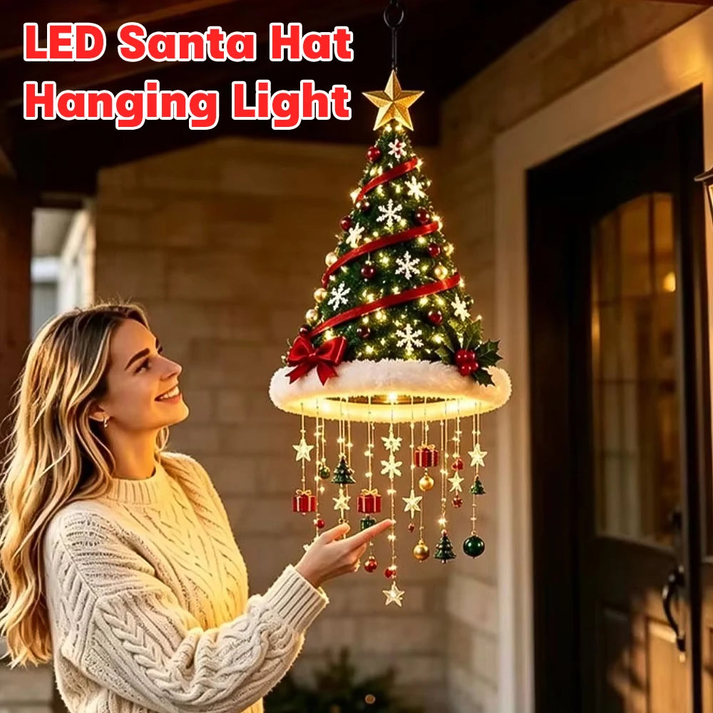 LED Santa Hat Hanging Light Christmas Pendant Lamp 