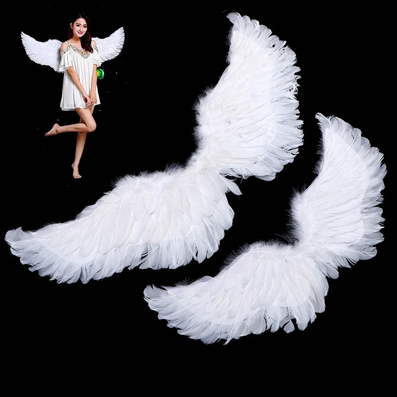 Kids Adult Party Swallow White Angel Feather Wings