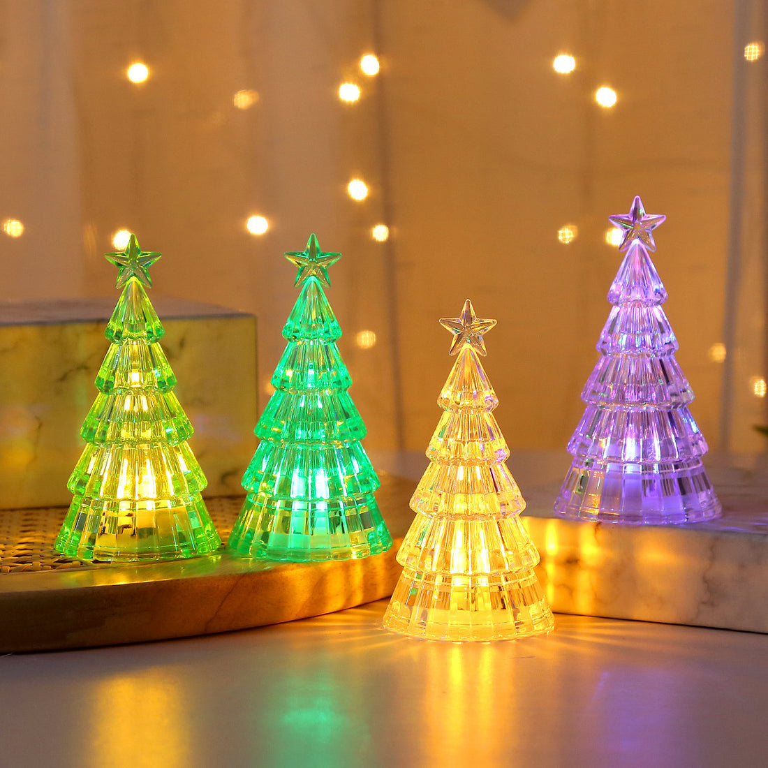 Light-emitting Christmas Tree Crystal Small Night Lamp
