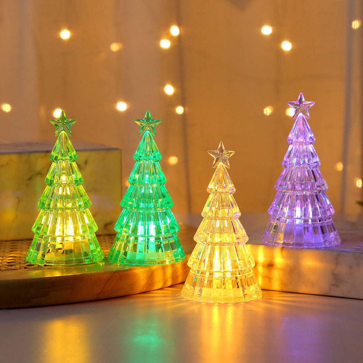 Light-emitting Christmas Tree Crystal Small Night Lamp